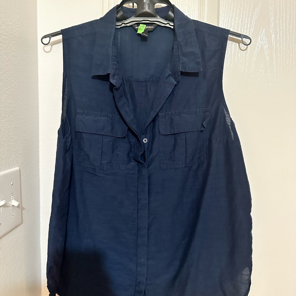 Banana Republic Dark Blue Sleeveless Blouse
